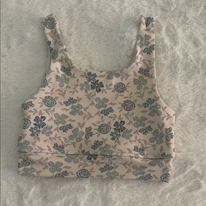 Rylee + Cru  Girls Floral Crop Sport Tank Top - Cream  SZ 4-5